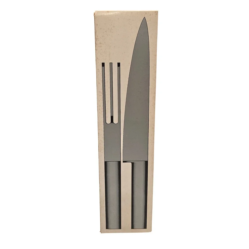 BodaNova vintage Stainless Steel Carving Set Japan MCM Minimalist Knife Fork Set